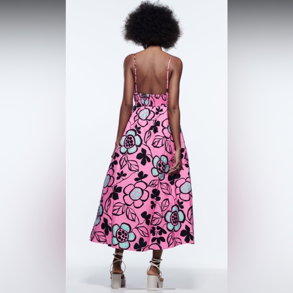 Zara Printed Poplin Dress Size S - Picture 4 of 13